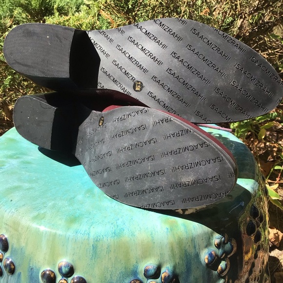 ISSACMIZRAHILIVE! (7.5) WOMEN’S Leather Lace-up ankle boots Burgundy. Pre-owned - Picture 6 of 6